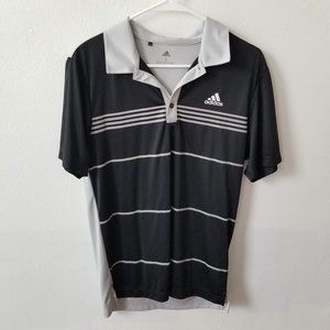 Adidas Striped Polo Shirt Size Small. Black and gray